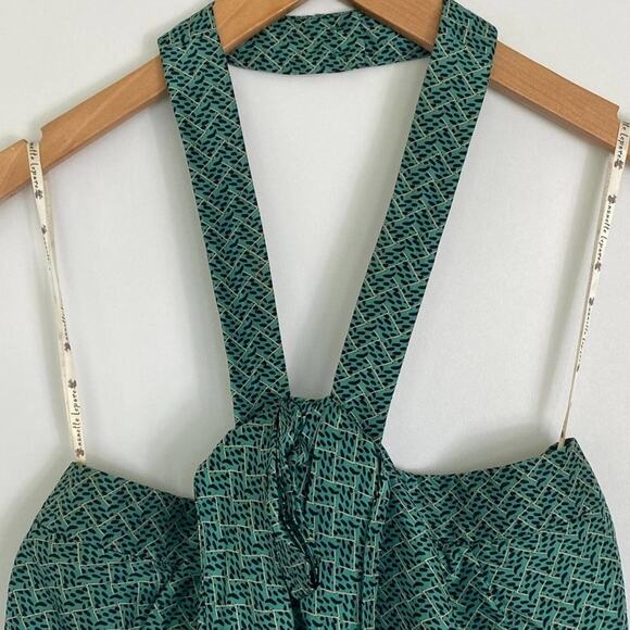 Nanette Lepore Green Silk Scarob Dot Halter Blouse Cami Tank Top NWT - Picture 2 of 14